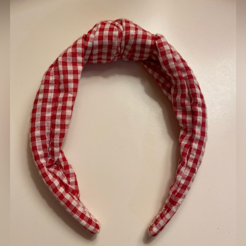 Red and White Gingham Headband